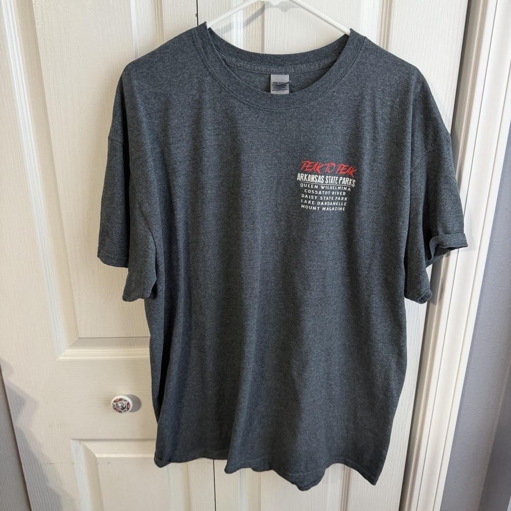Gildan Heavy Cotton Peak To Peak Arkansas State Parks Graphic Tee Men's Size XL